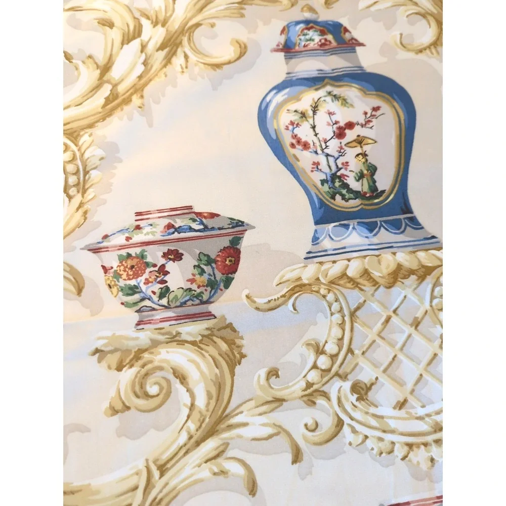 Vintage Chinese Vases Schumacher Greeff Fabric 95" Oyster Pat# 1184022  54" Wide - Picture 4 of 8